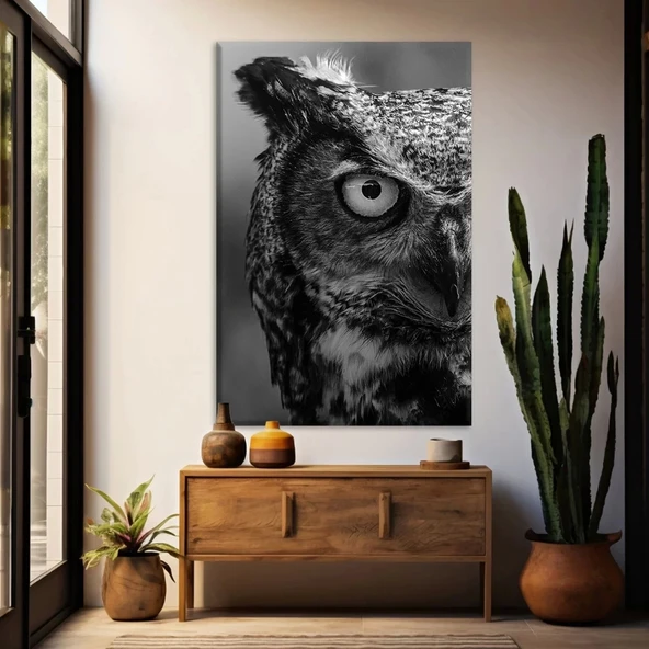 Siyah Baykuş Kanvas Tablo ürün görseli