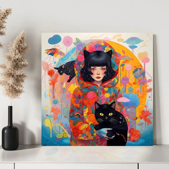 Siyah Kedi Kanvas Tablo - Resim 3