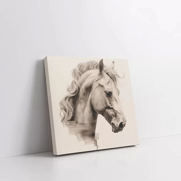 Beyaz At Kanvas Tablo - Resim 2