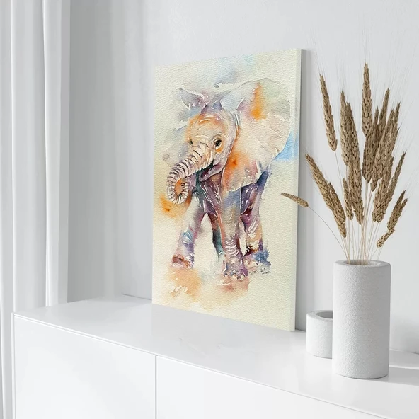 Neşeli Yavru Fil Kanvas Tablo - Resim 3