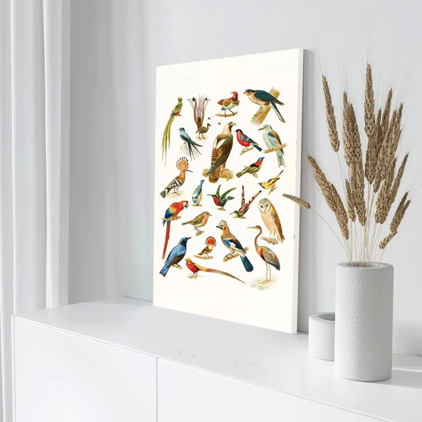 Familya Kuşlar Kanvas Tablo - Resim 3