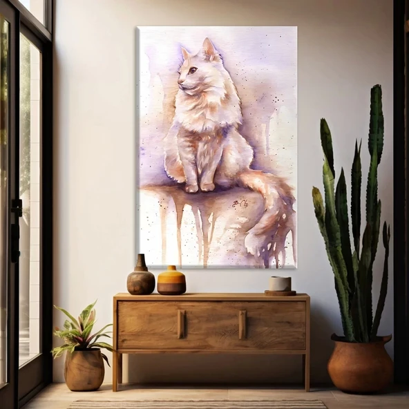 Uzun Tüylü Kedi Kanvas Tablo ürün görseli