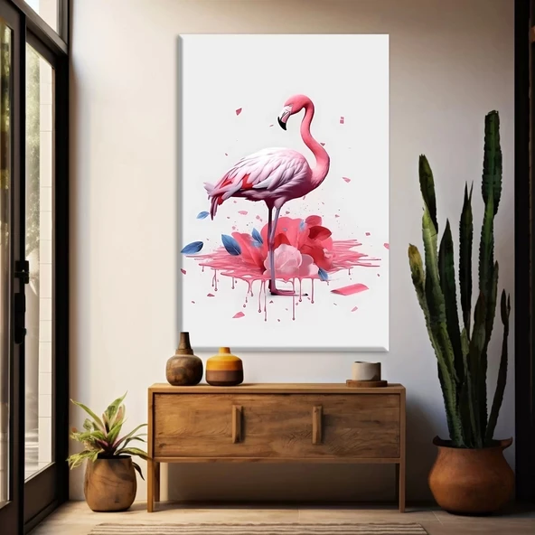 Pembe Flamingo Kanvas Tablo - 1
