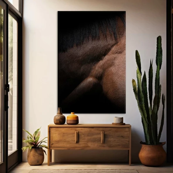 Siyah Yeleli At Kanvas Tablo ürün görseli