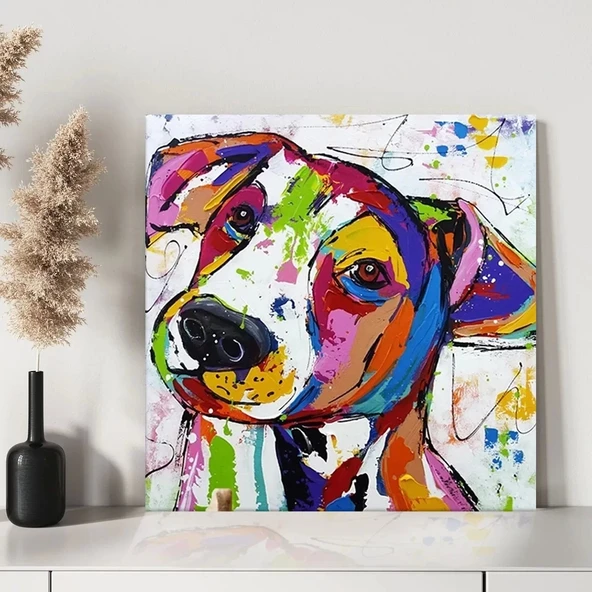 Renkli Şirin Köpek Kanvas Tablo - Resim 2