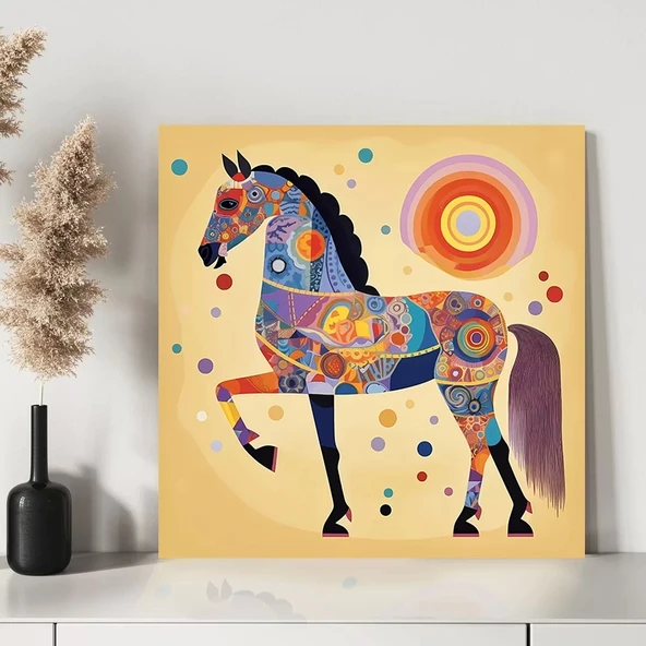 Atın Renkli Duruşu Kanvas Tablo - Resim 3
