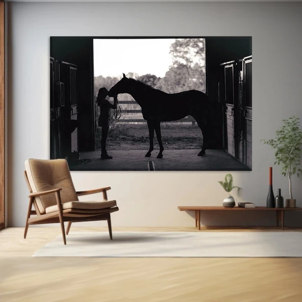 Siyah Beyaz At Kanvas Tablo ürün görseli