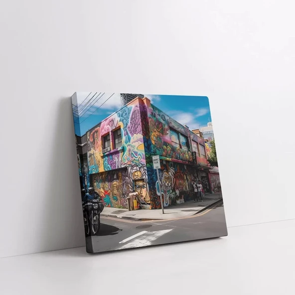 Geceyi Aydınlatan Sokak Kanvas Tablo - Resim 3