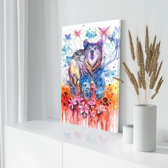 Rengarenk Ayı Kanvas Tablo - Resim 3