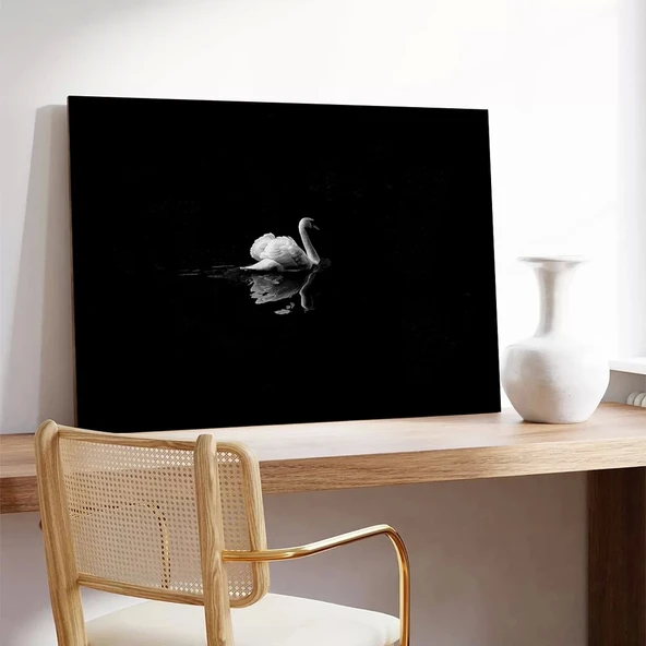 Gravür Kuğu Kanvas Tablo - Resim 3