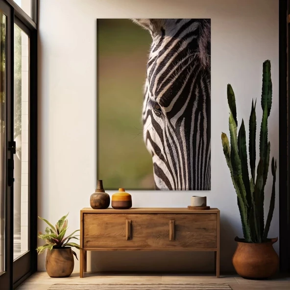 Siyah Beyaz Çizgili Zebra Kanvas Tablo ürün görseli