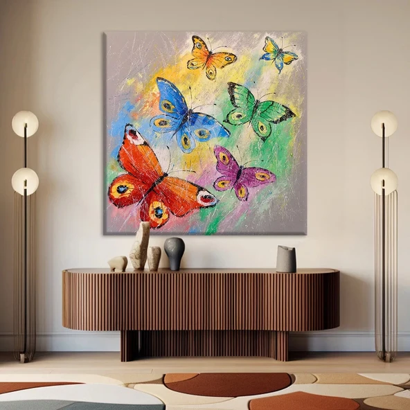 Renkli Kelebekler Kanvas Tablo ürün görseli
