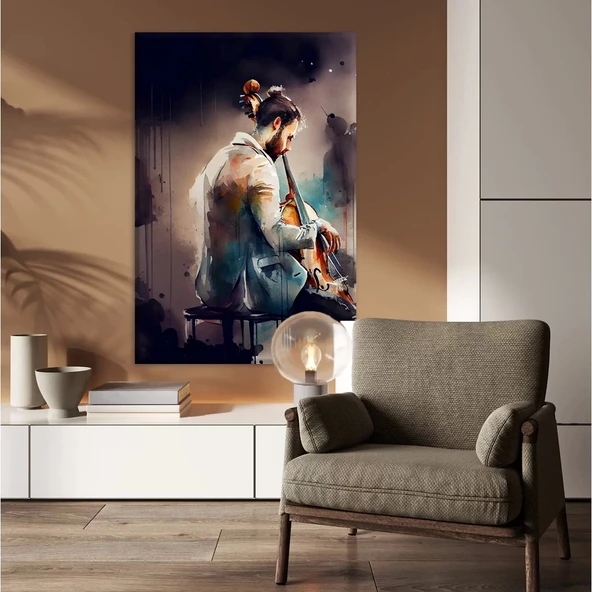 Çello Hüznü Kanvas Tablo ürün görseli