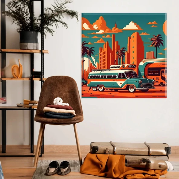 Klasik Araba Gösterisi Kanvas Tablo ürün görseli