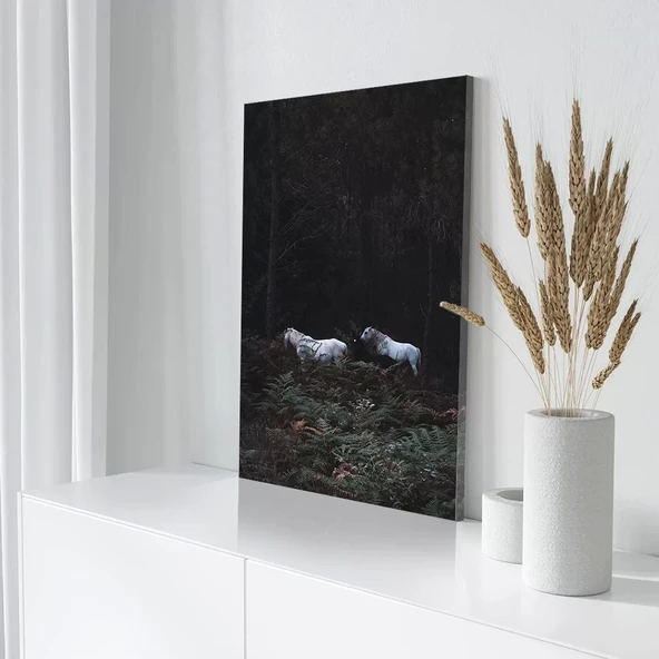 Ormandaki Atlar Kanvas Tablo - Resim 3