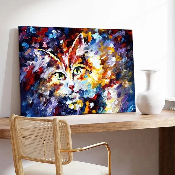 Soyut Kedi Kanvas Tablo - Resim 3
