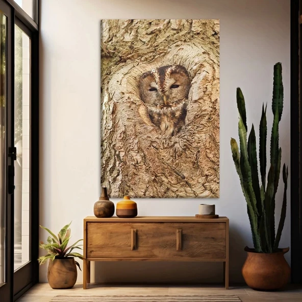 Kamufle Baykuş Kanvas Tablo ürün görseli