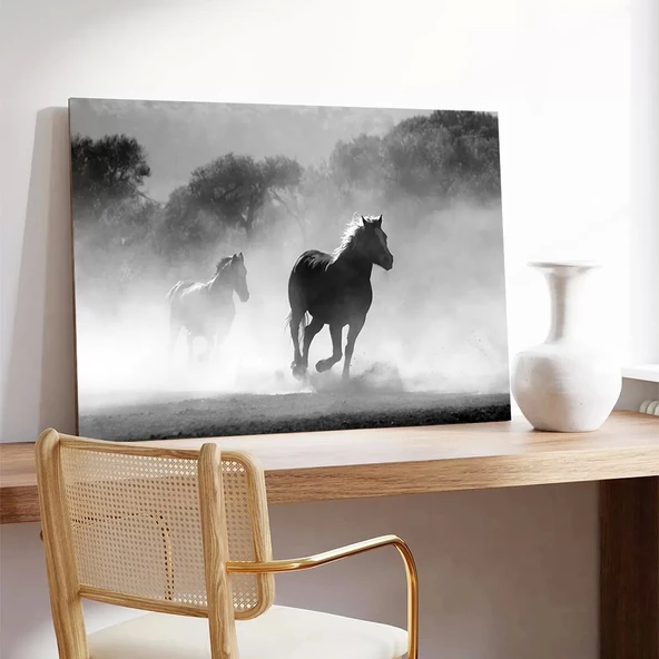 Misty Atlar Kanvas Tablo - Resim 3