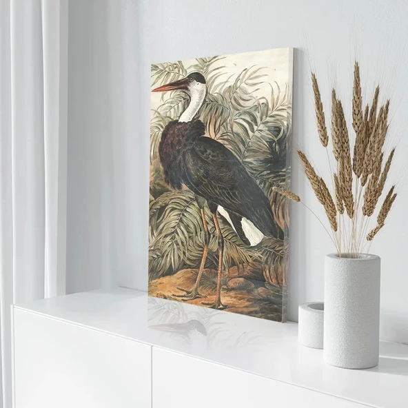 Yapraklar Önündeki Turna Kuşu Kanvas Tablo - Resim 3