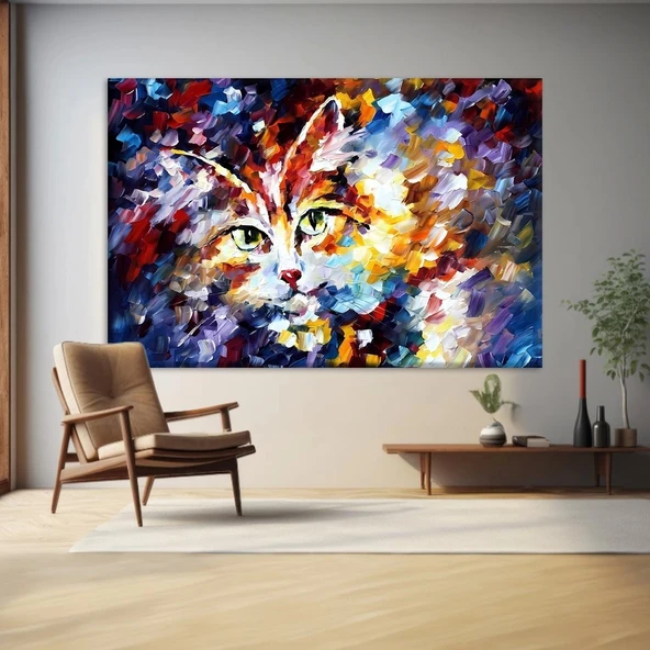 Soyut Kedi Kanvas Tablo ürün görseli