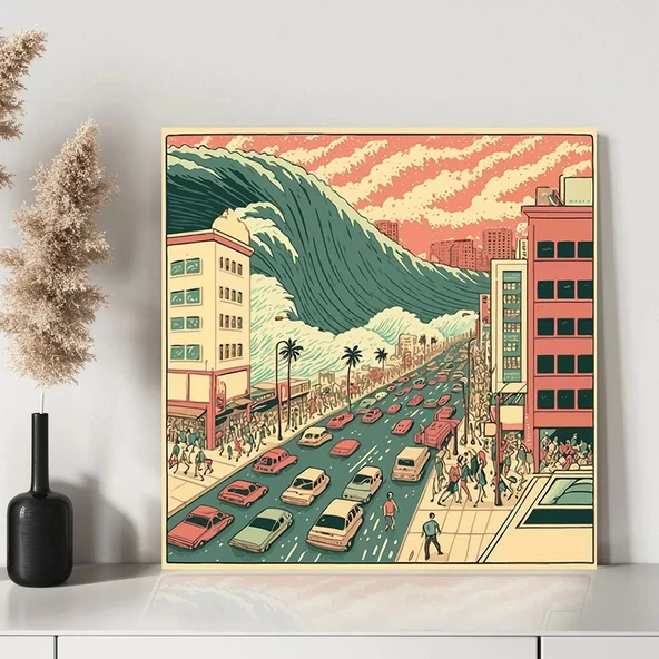 Yaklaşan Tsunami Kanvas Tablo - Resim 3