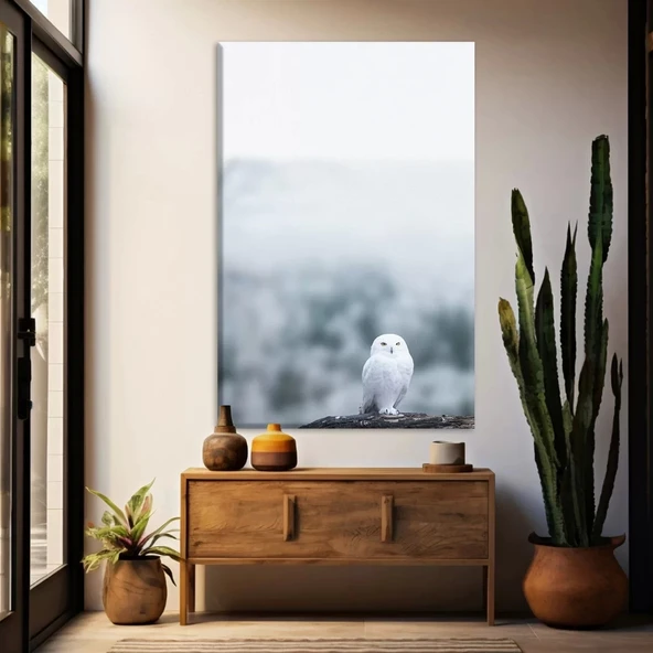 Kar Beyazı Baykuş Kanvas Tablo ürün görseli