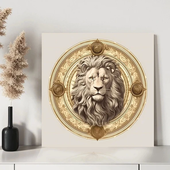 Yuvarlak Aslan Kanvas Tablo - Resim 3