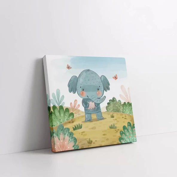 Fil ve Kelebekler Kanvas Tablo - Resim 2