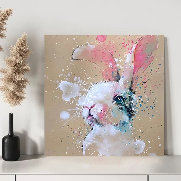 Beyaz Tavşan Kanvas Tablo - Resim 3
