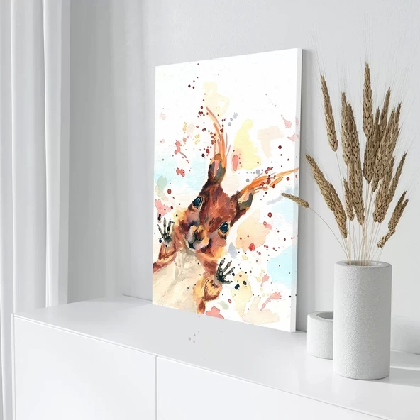 Kırmızı Sincap Kanvas Tablo - Resim 3