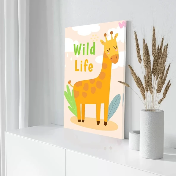 Sevimli Zürafa Kanvas Tablo - Resim 3
