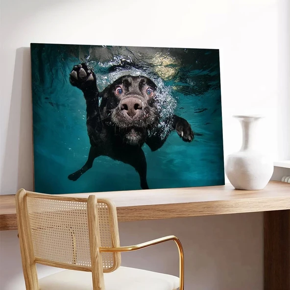 Yüzücü Deniz Aygırı Kanvas Tablo - Resim 3