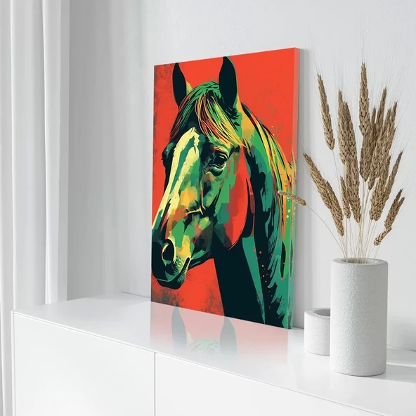 Renkli At Kanvas Tablo - Resim 3