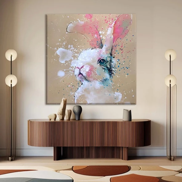 Beyaz Tavşan Kanvas Tablo ürün görseli