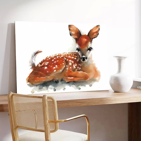 Yavru Geyik Dokunuşu Kanvas Tablo - Resim 3