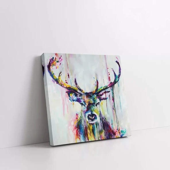 Renkli Geyik Kanvas Tablo - Resim 2
