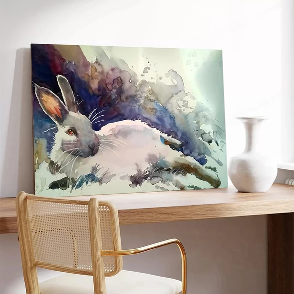 Dinlenen Tavşan Kanvas Tablo - Resim 3