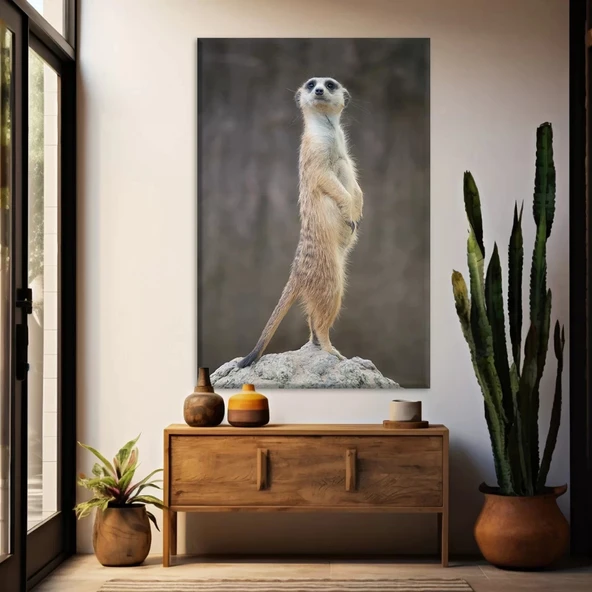 Sarı Tüylü Mirket Kanvas Tablo ürün görseli