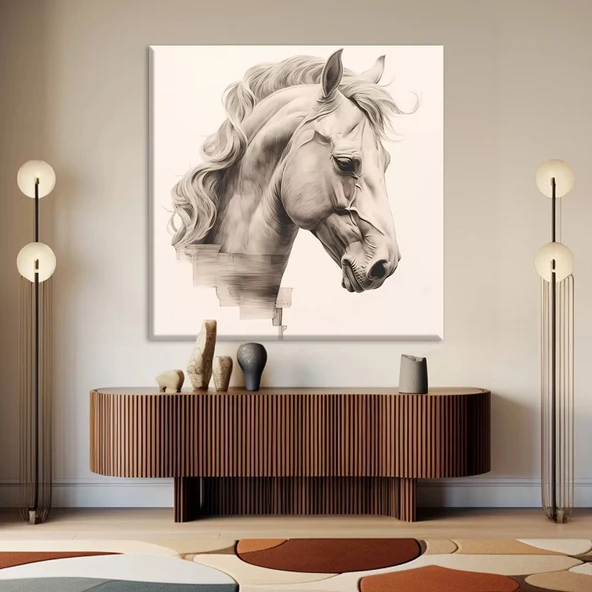 Beyaz At Kanvas Tablo ürün görseli