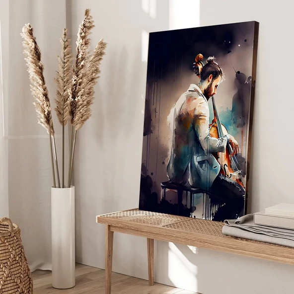 Çello Hüznü Kanvas Tablo - Resim 2