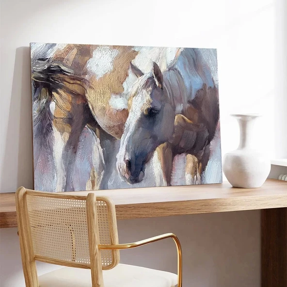 Beyaz Atlar Kanvas Tablo - Resim 3