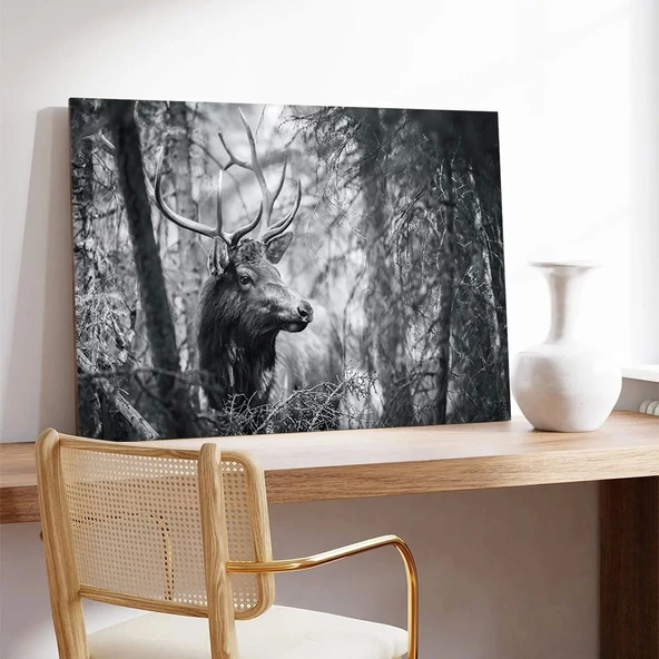 Tek Boynuzlu Geyik Kanvas Tablo - Resim 3