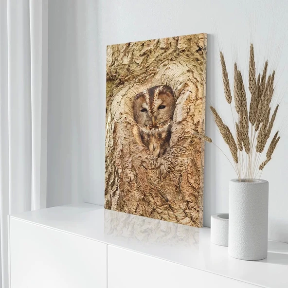 Kamufle Baykuş Kanvas Tablo - Resim 3