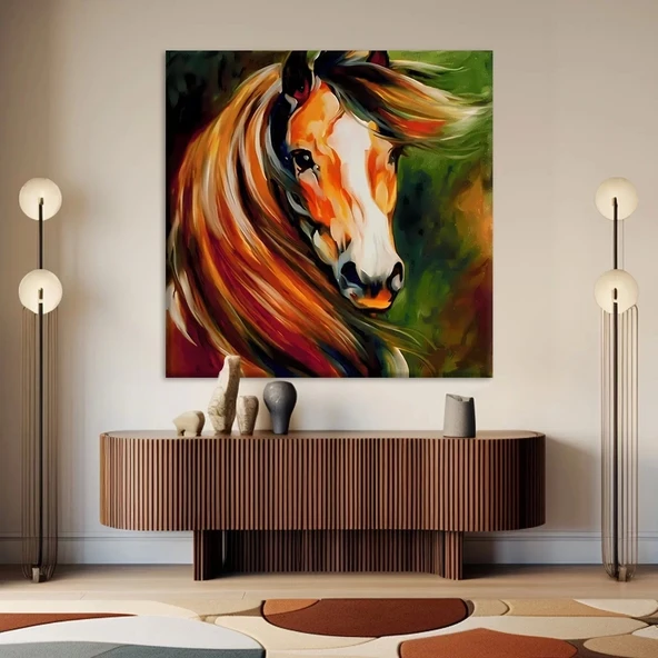 Kahverengi Yeleli At Kanvas Tablo ürün görseli