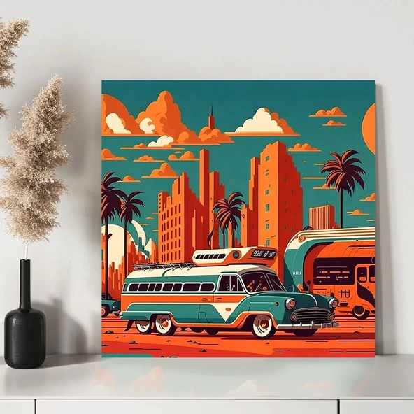 Klasik Araba Gösterisi Kanvas Tablo - Resim 3