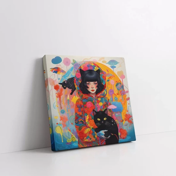 Siyah Kedi Kanvas Tablo - Resim 2