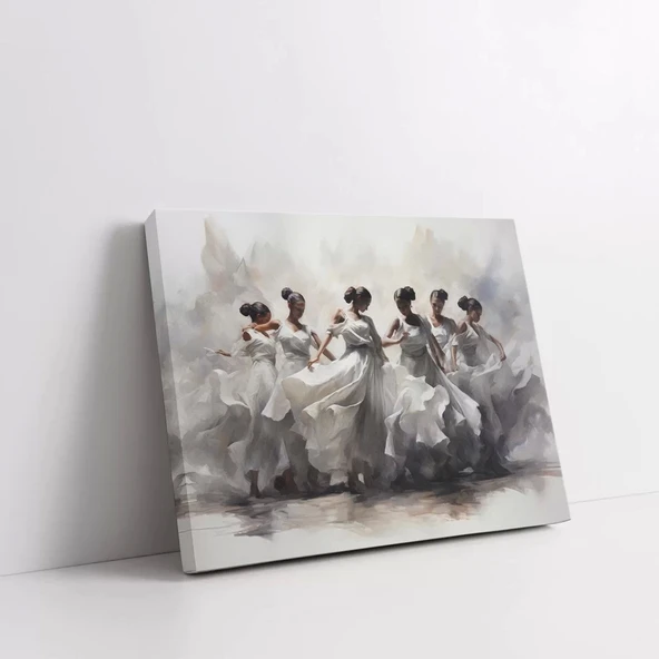 Siyah Beyaz Balerinler Kanvas Tablo - Resim 3