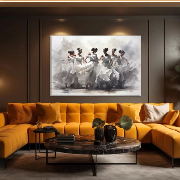 Siyah Beyaz Balerinler Kanvas Tablo ürün görseli