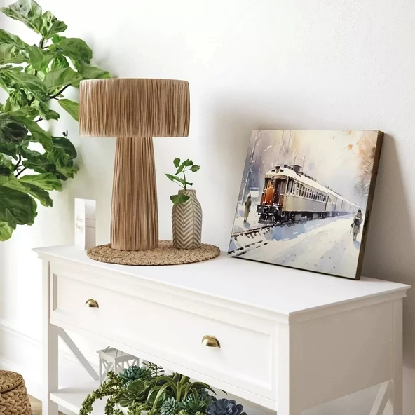 Kış Tramvayı Panoramik Yatay Kanvas Tablo ürün görseli