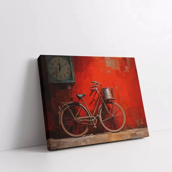 Kırmızı Bisiklet Yatay Kanvas Tablo - Resim 2